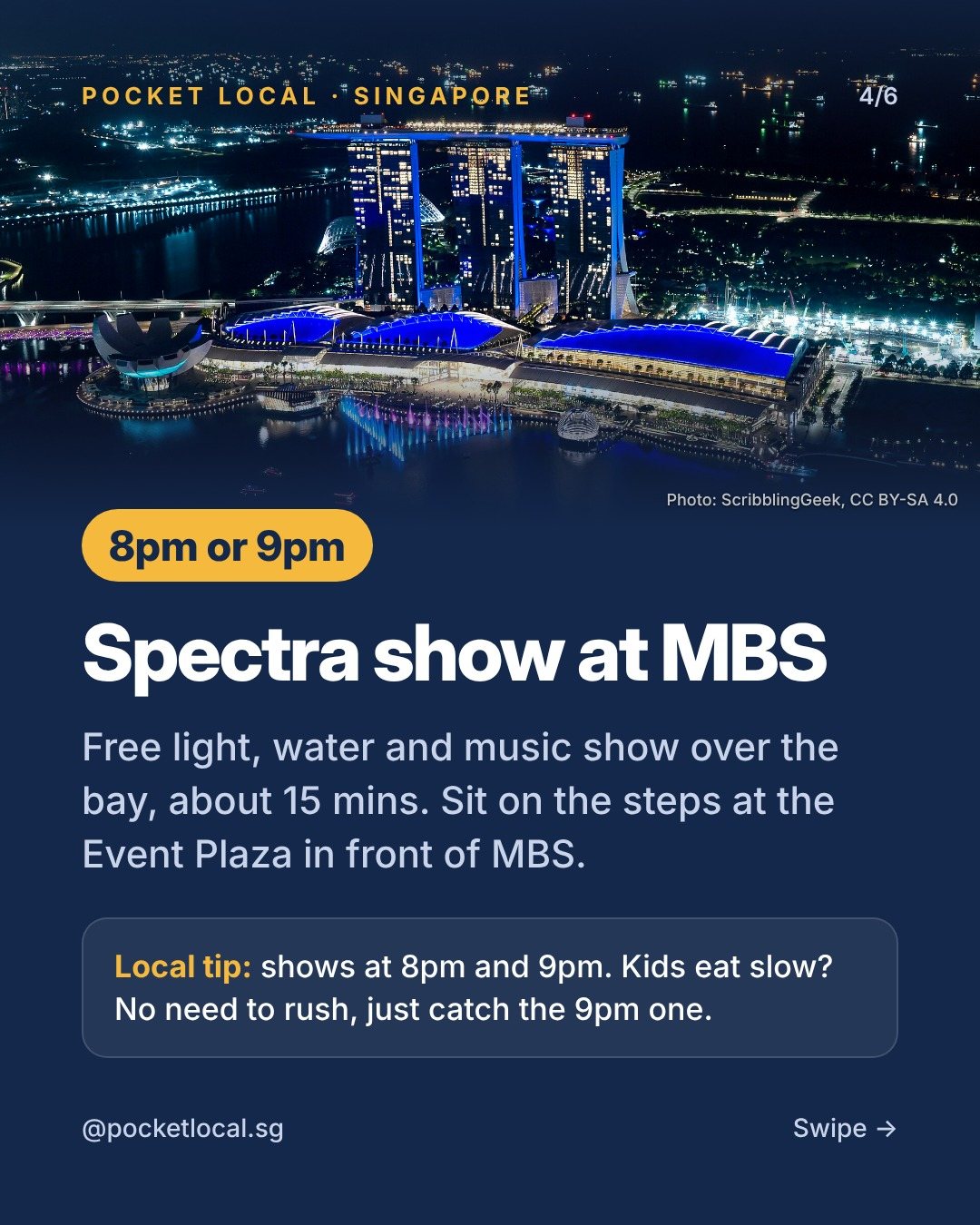 Pocket Local guide slide: one easy evening in Marina Bay (4/6)
